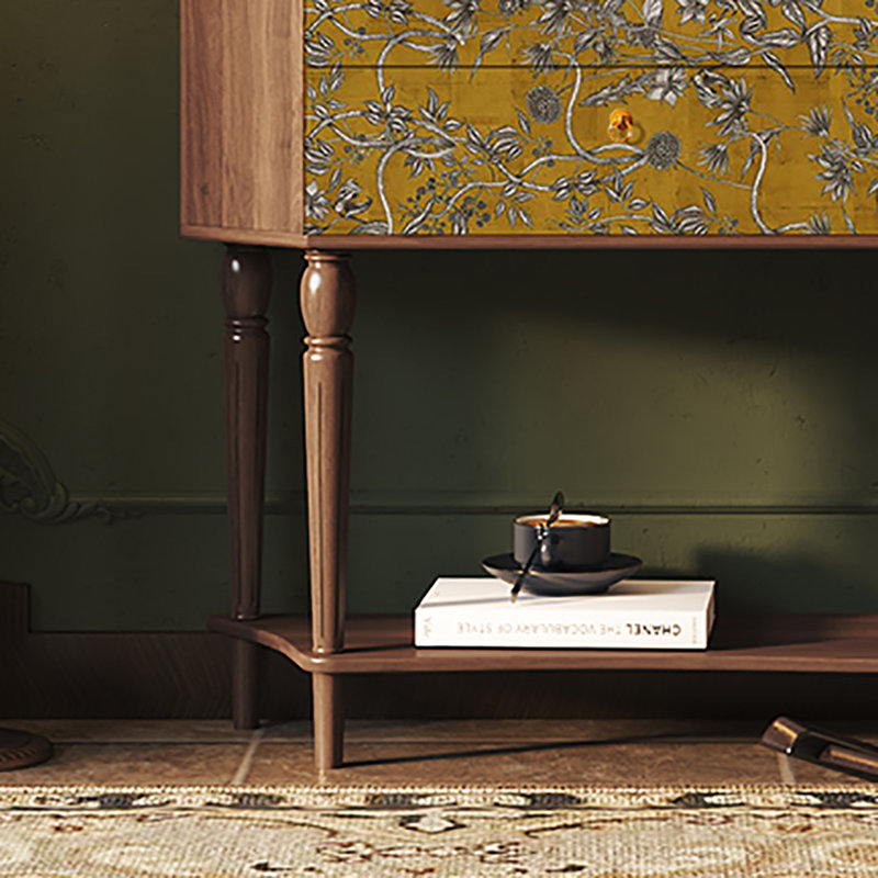 Buffet 33,5 po de style rétro, Brun / jaune foncé