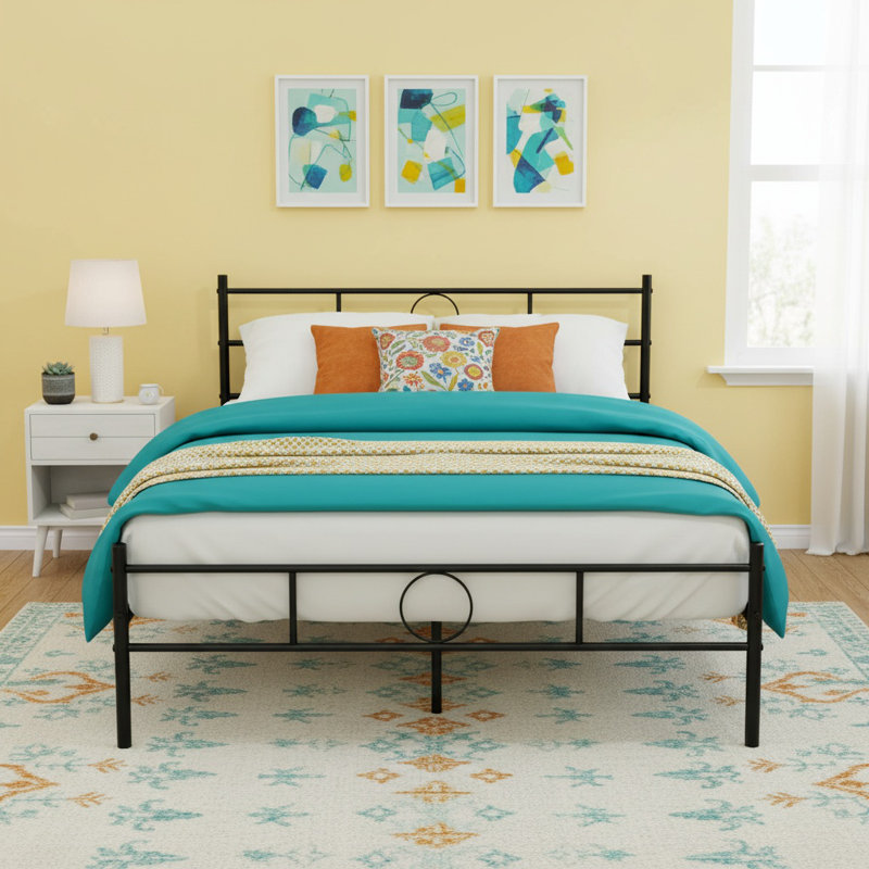 Metal Bed, Black, Double (4'6)