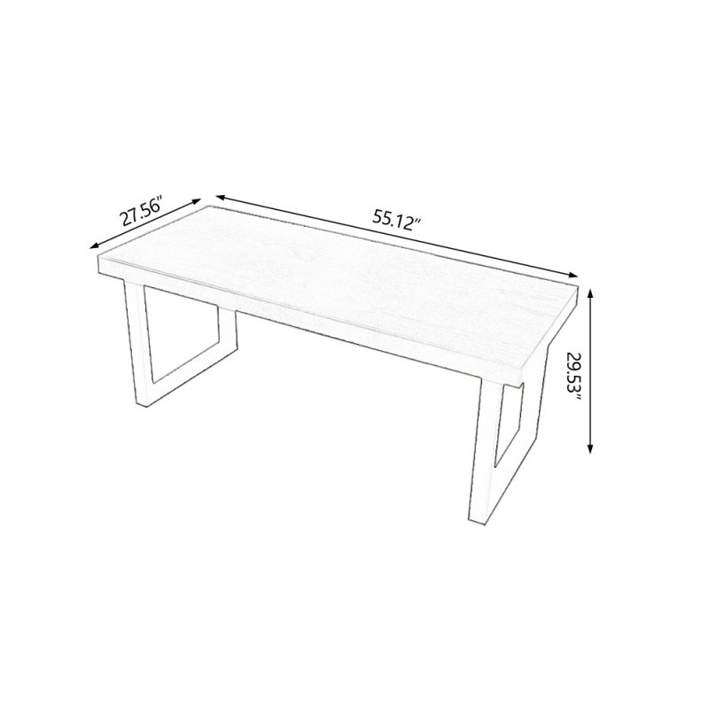 Nut-brown+Black Rectangular Solid Wood+Iron desks, 29.53" H x 55.12" W x 27.56" D