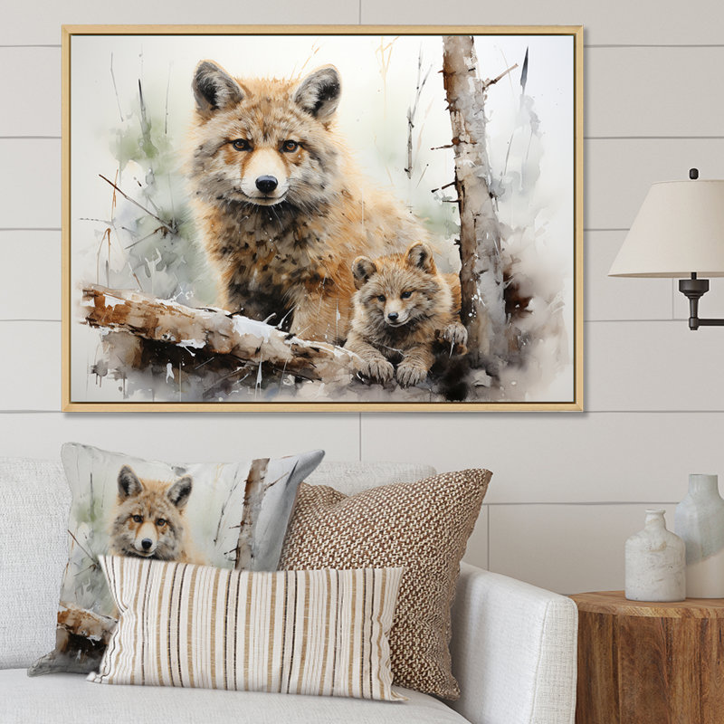 Famille de loups, Cadre flottant blanc, H 34 po x l 44 po x P 1,5 po