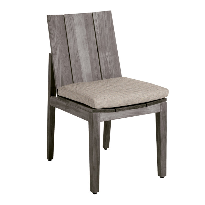 Chaise d'appoint en teck Ashland - Huître, Teck huître, Pas de soudure, Lin Dove Sunbrella®