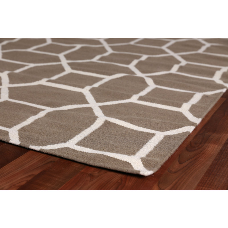 Wool Geometric Area Rug in Sage, Rectangle 11'6" x 14'6"