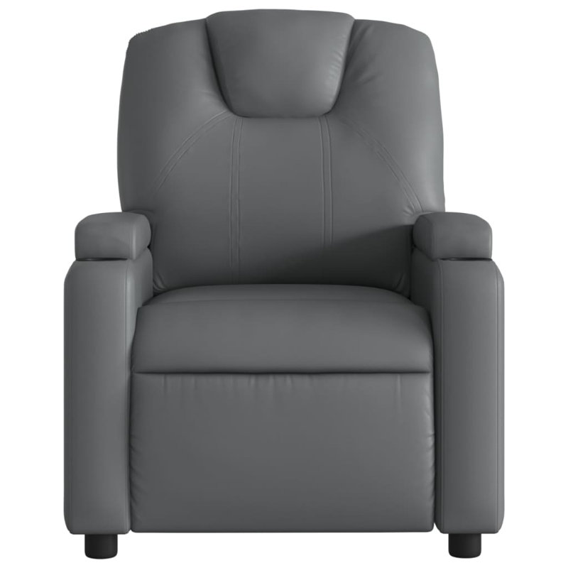 Budimir Manual Recliner Chair, Adjustable Backrest/ Footrest, Leather, Gray