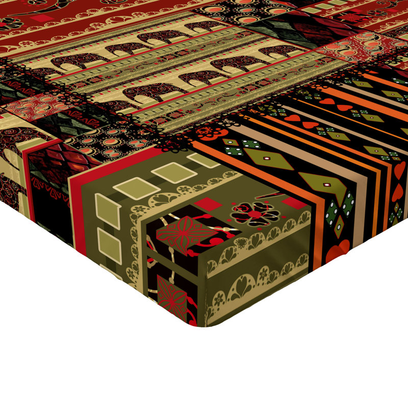 Drap-housse africain Ambesonne, ensemble de 2 patchwork style rouge vert noir, Full Sheet Set