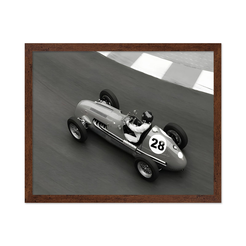 Voiture de course historique, Poster, H 08 po x l 10 po, Brown Framed