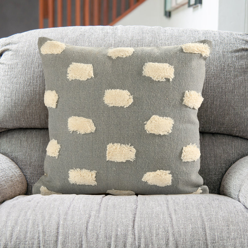 Zeal 20" Gray and White Cotton Decorative Pillow