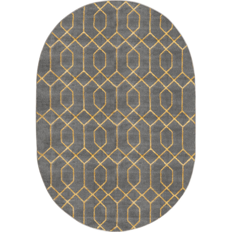 Geometric Area Rug, Oval 124.5 cm x 185.4 cm