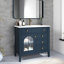 Lavabo de meuble-lavabo bleu 36 po avec lavabo intégré, poignées en métal et bande de capteur de mouvement durable à long terme, tiroir sophistiqué-130048062