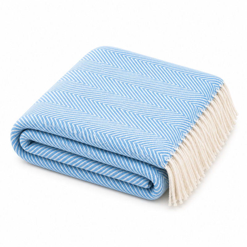 Jeté à franges bleu, Blue