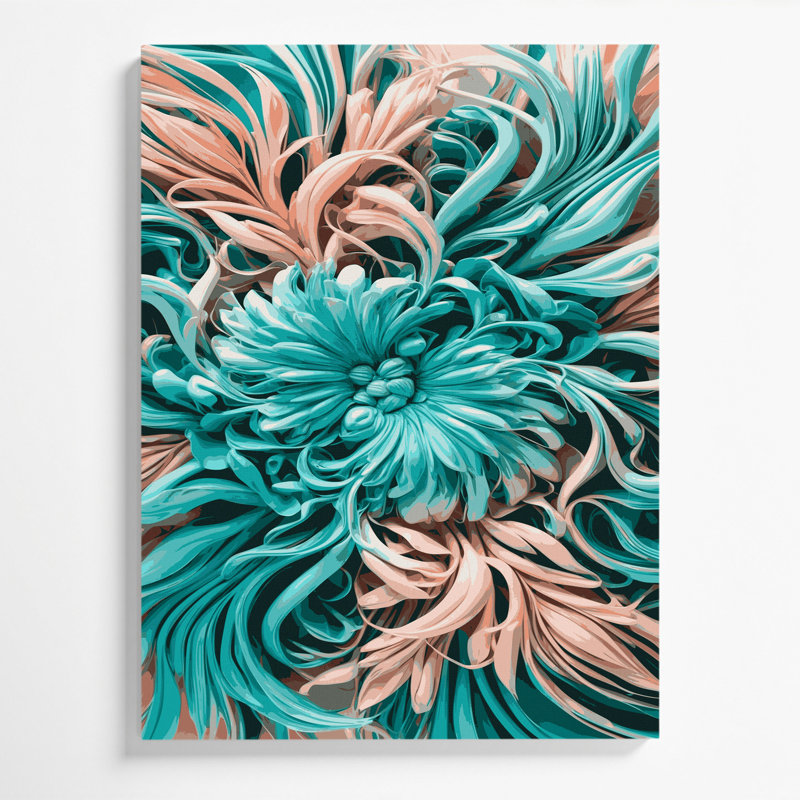 "Abstract Florals 8", art mural sur toile grise, H 14 po x l 11 po
