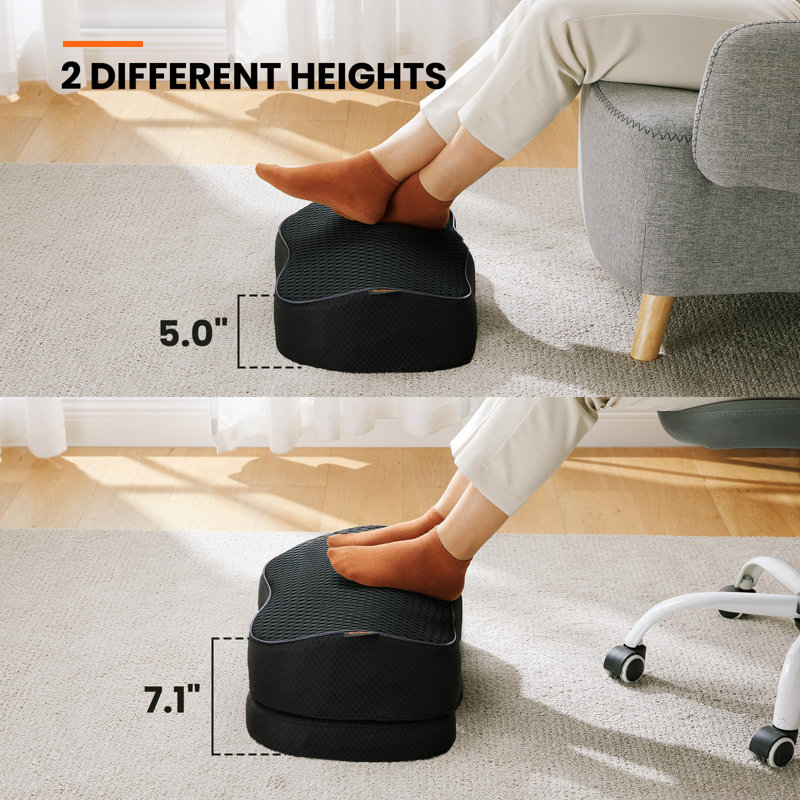 Foot Rest For Under Desk At Work - Adjustable Foot Rest With Breathable Washable Cover, Ergonomic Memory Foam Foot Rest For Home, Office Footrest Of Latex-Like Slow-Bouncing Memory Sponge