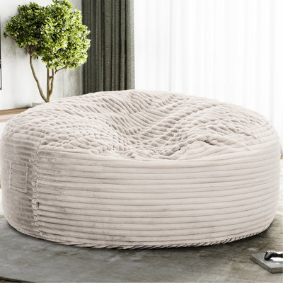 Fauteuil à billes rond en mousse à mémoire de forme de 5 pieds de couleur taupe, confortable pour toute détente Fauteuil en velours côtelé taupe, Family Relax