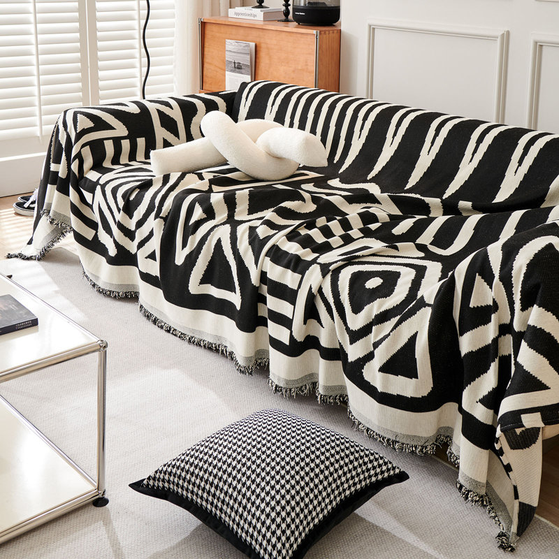 Housse pour canapé modulaire Boho Chenille, Noir, H 91 po x l 118 po x P 0,2 po