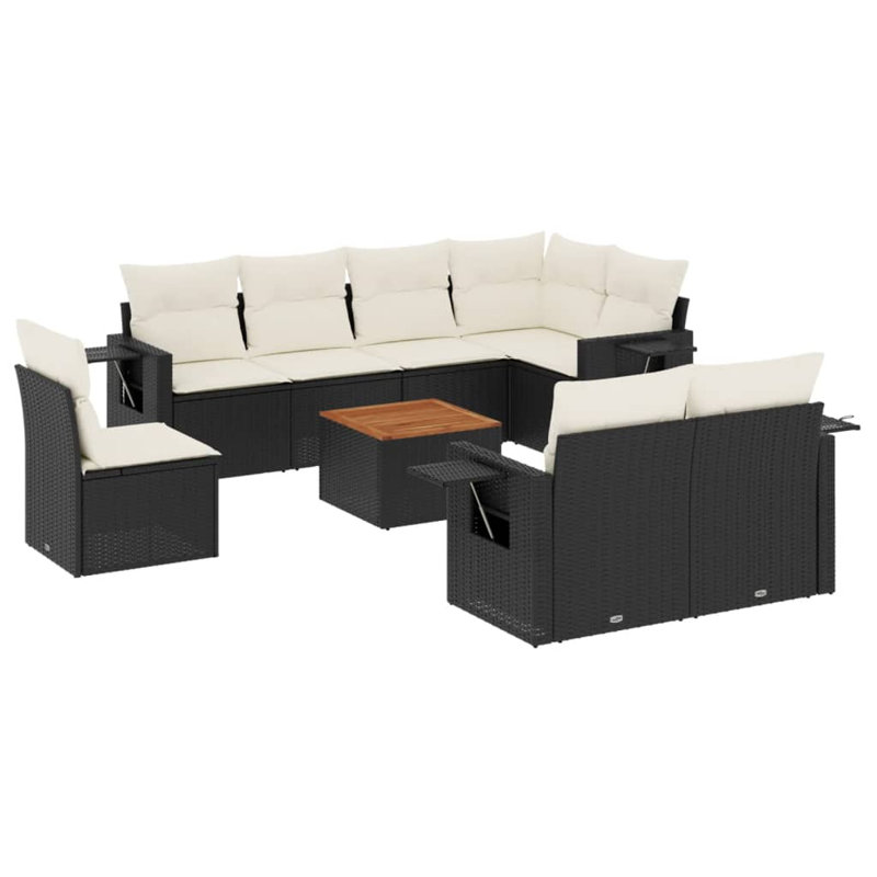 Ensemble de canapé de jardin Vidaxl noir, blanc crème