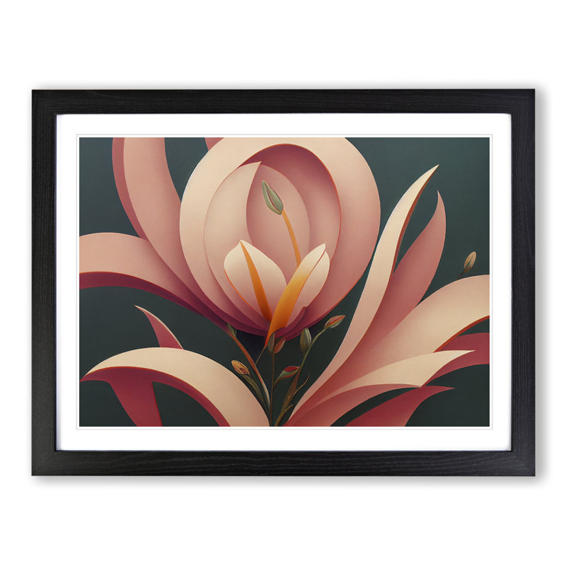 Blissful Modern Flowers - Single Picture Frame Print, Black, 34cm H x 46cm W x 2cm D