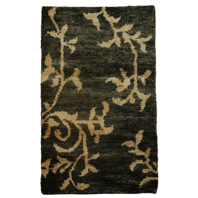 Tapis marocain moderne moderne noir en jute à motif oriental noué à la main 3 x 5 pi
