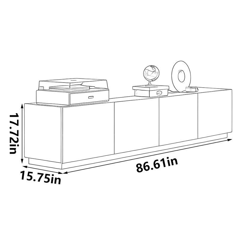 Meuble télé classique noir, 86.61"