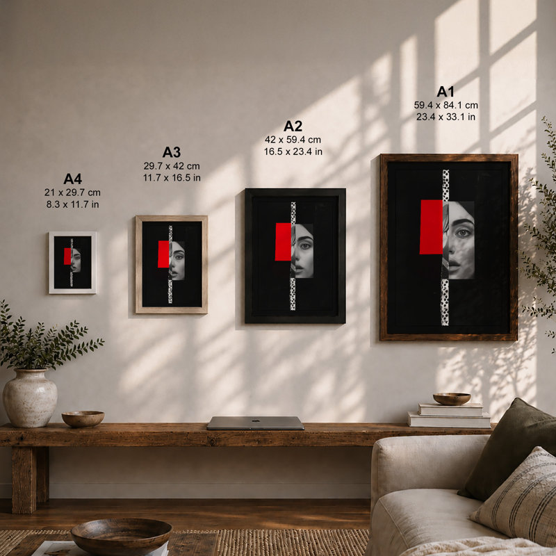 Divided Portrait Modern - Print, A1 - 84.1 x 59.4 cm, Black
