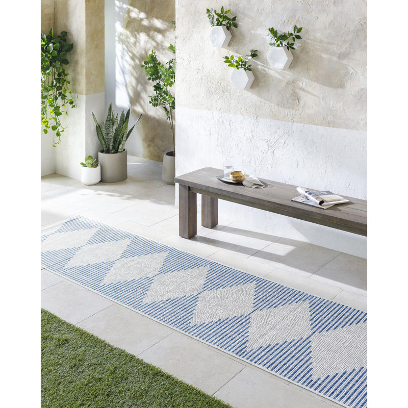 Tapis intérieur / extérieur gris Jaceyon, Tapis de couloir 2 pi 6 po x 12 pi