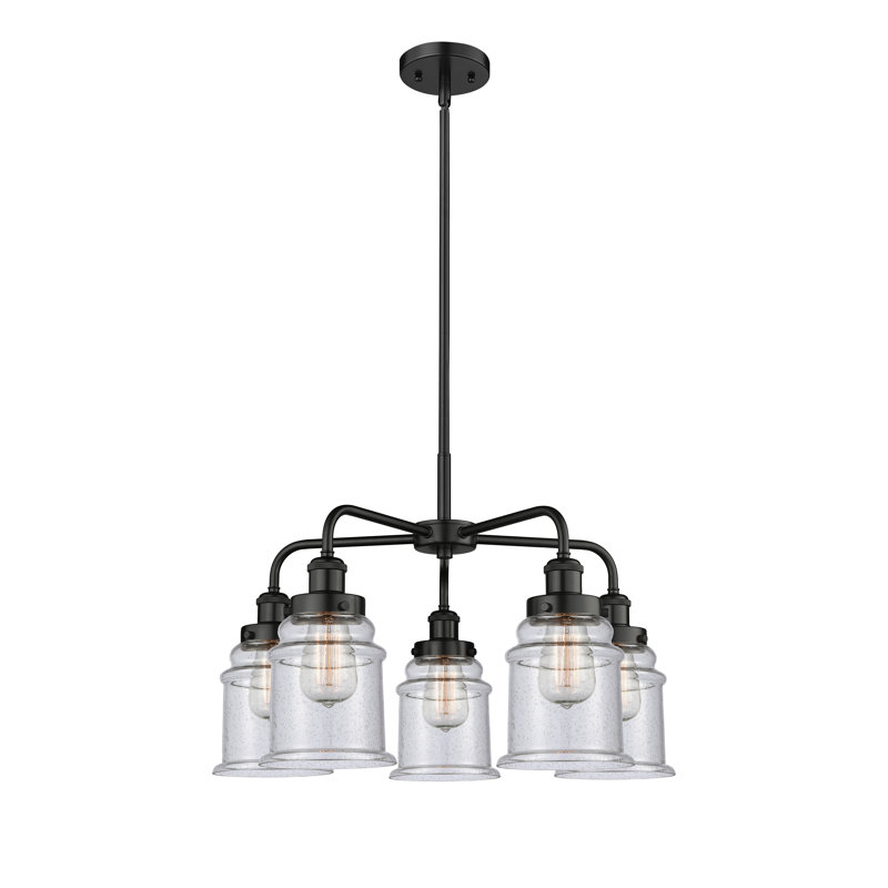Lustre en forme de cloche à 5 lumières Alvi, Grainé, Noir mat