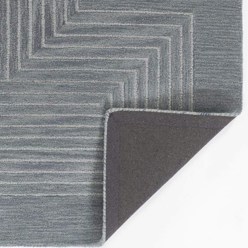 Orlie Hand Tufted Wool Geometric Area Rug in Brown, Runner 2'6" x 8', Blue