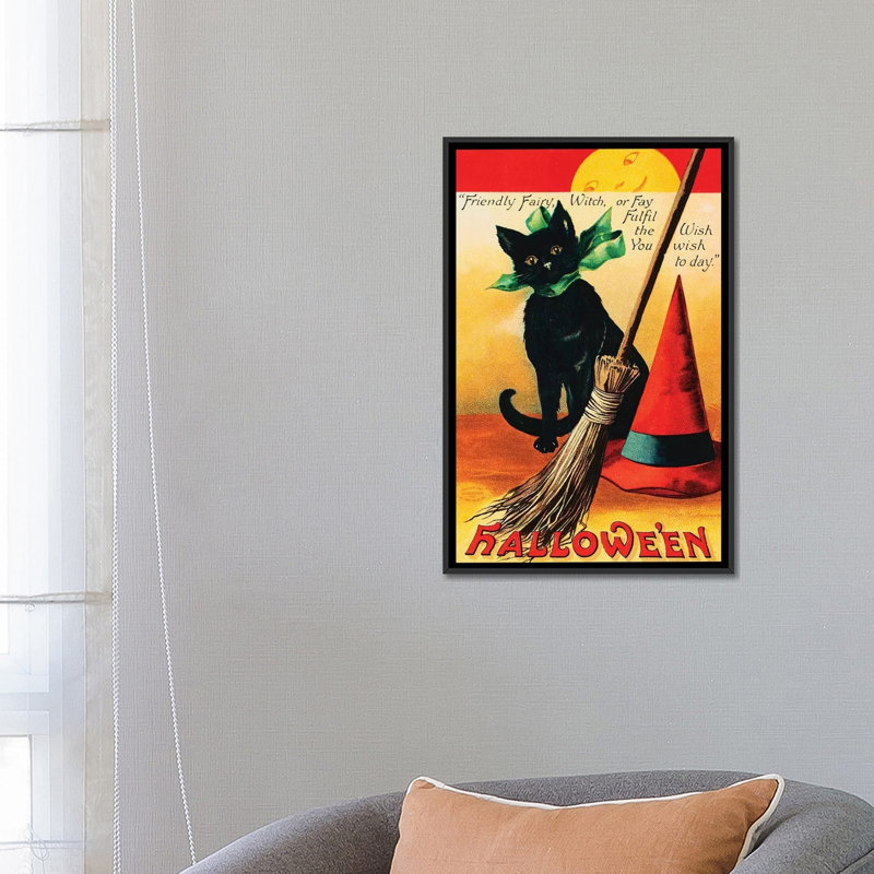«Black Cat», impression sur toile, H 26 po x l 18 po x P 1,5 po, Papier d'art encadré noir, Pas de tapis