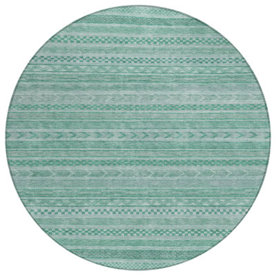 Luthyra Turquoise Washable Indoor-Outdoor Rug - LOOMLAN