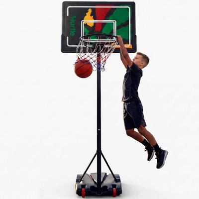Kids Basketball Hoop Adjustable 5 to 7 FT Portable Basketball Hoop for Kids Indoor Outdoor Play Youth Basketball Hoop with Wheels Driveway Backyard Backboard Red Green