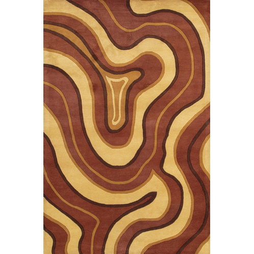 Tapis jaune / rouge touffeté à la main Kerren, Tapis de couloir 2 pi 6 po x 7 pi 6 po