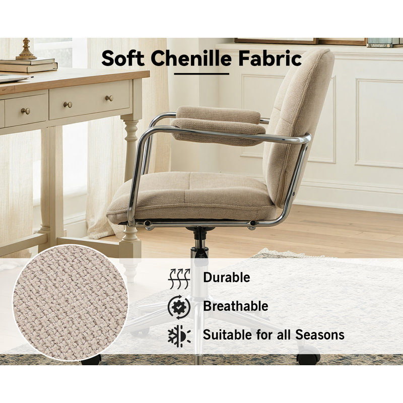 George Oliver Chenille Office Chair, Beige