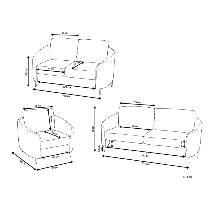 Aaronette 3 - Piece Living Room Set, Light Beige Linen