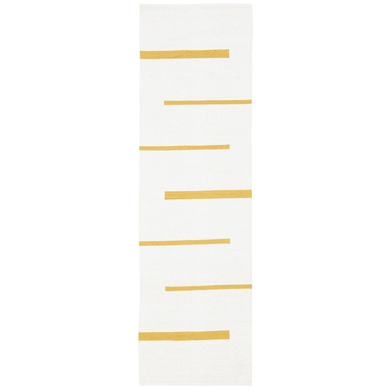 Estiven Hand-Woven Cotton Striped Flatweave Area Rug, Runner 2'3" x 8'