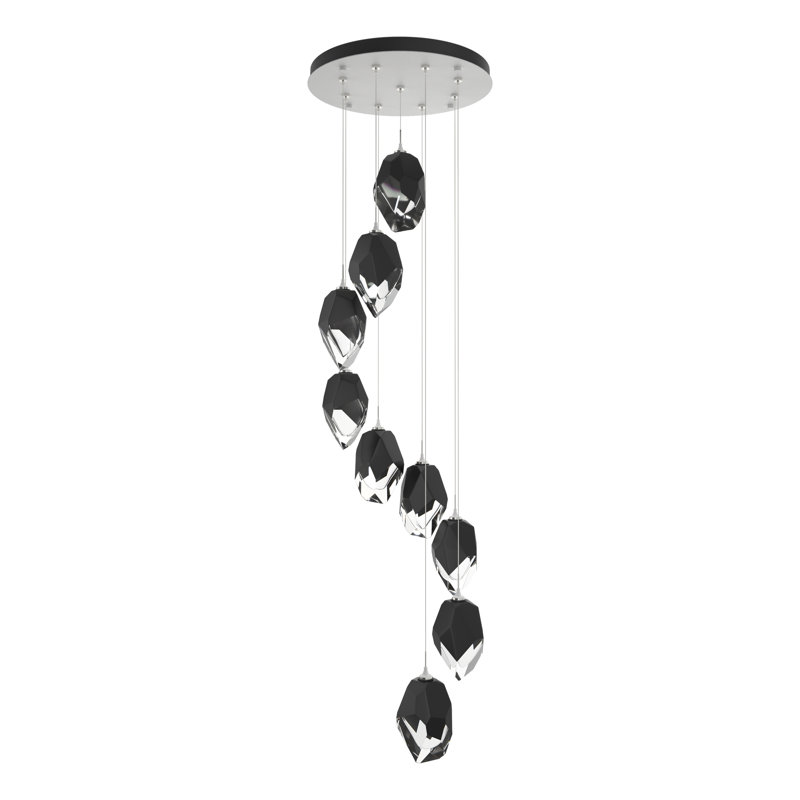 Luminaire suspendu à motif géométrique Chrysalis, H 80 po x l 20,5 po x P 20,5 po, Noir, Blanc