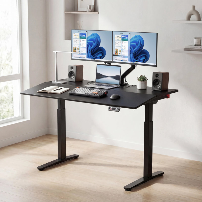 55"W Adjustable Desktop Angle Rectangular Standard Desk With Adjustable Height  (50” to 69”) 