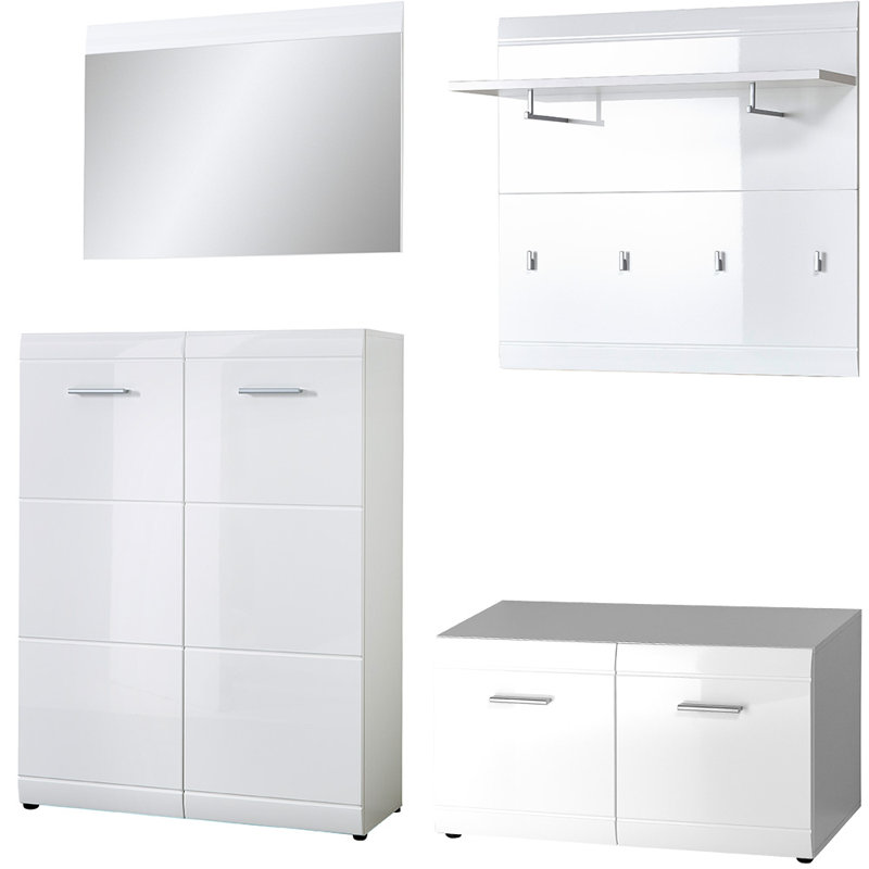 Garcia Hall Tree with Bench and Shoe Storage, White