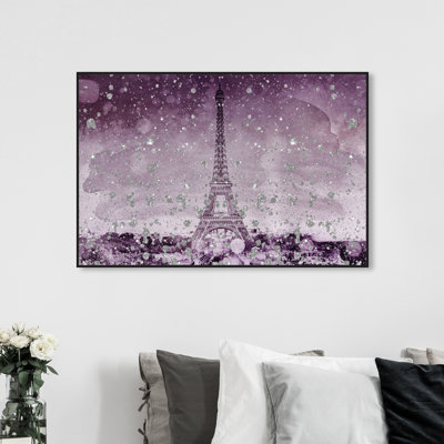 Eiffel Eiffel scintillant prune - impression sur toile tendue