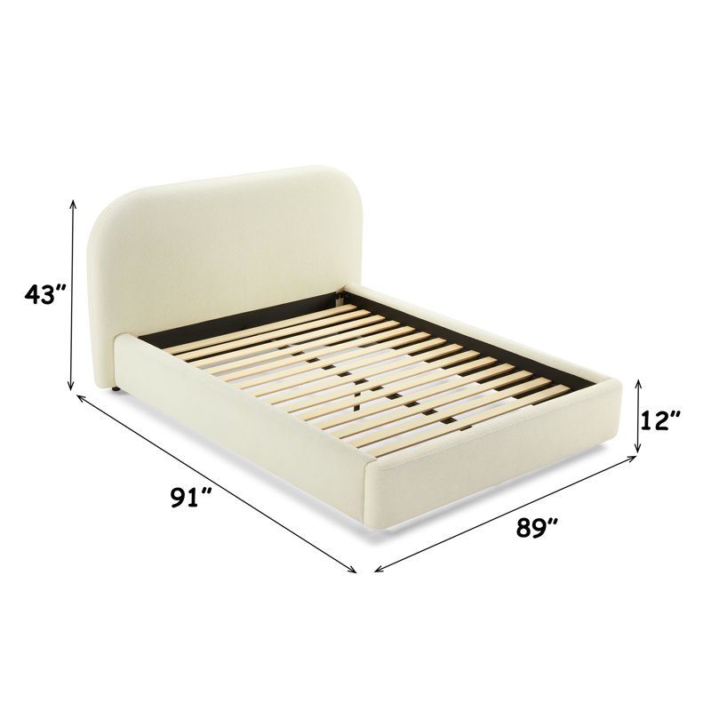 Beige Boucle Bed (No Tool Required Assembly)