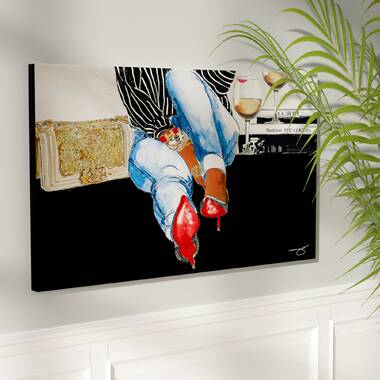 Fashionistas Gotta Have Fun by Rongrong DeVoe - Print on Canvas House of Hampton Size: 12 H x 18 W x 1.5 D, Format: Wrapped Canvas, Mat Color: No
