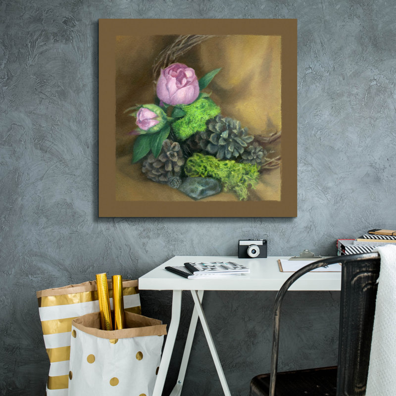 "Epec Graffiti" Pinecones And Peony "par Art and a Little Magic, art mural sur toile, H 26 po x l 26 po x P 1,5 po