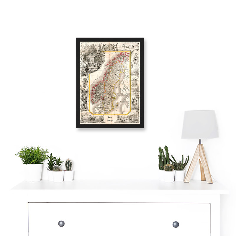 Antique Map 1847 Munch Norway Sweden Decorative - Single Picture Frame Print