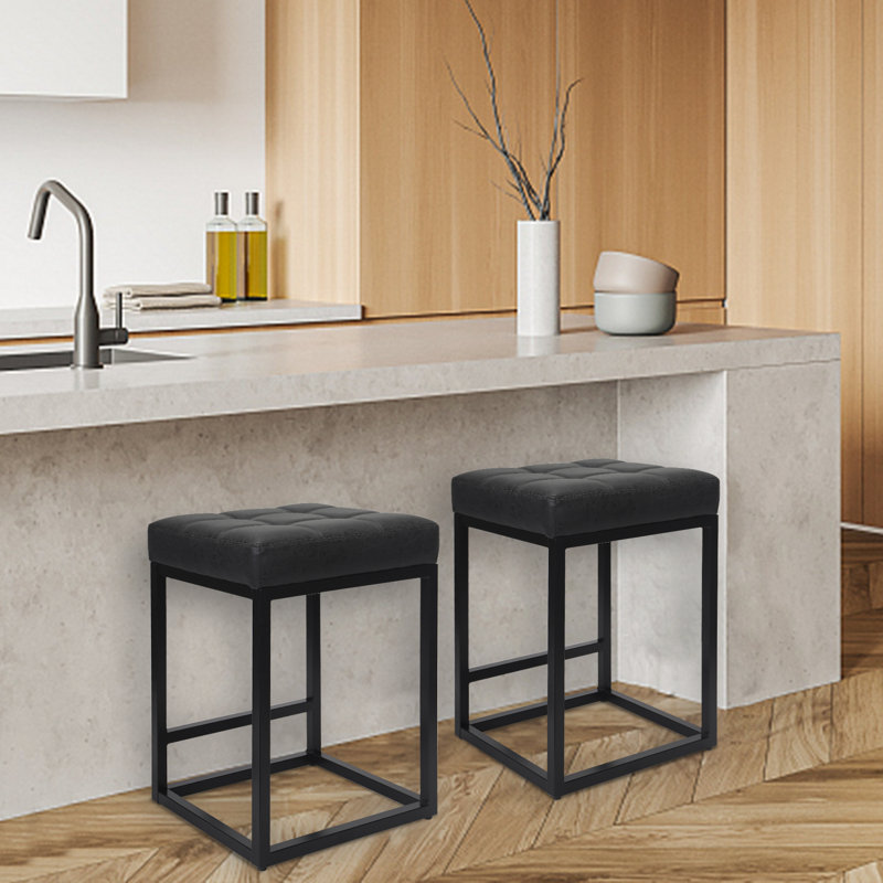 Tabouret de comptoir de cuisine 25 po Leyo, Gris foncé