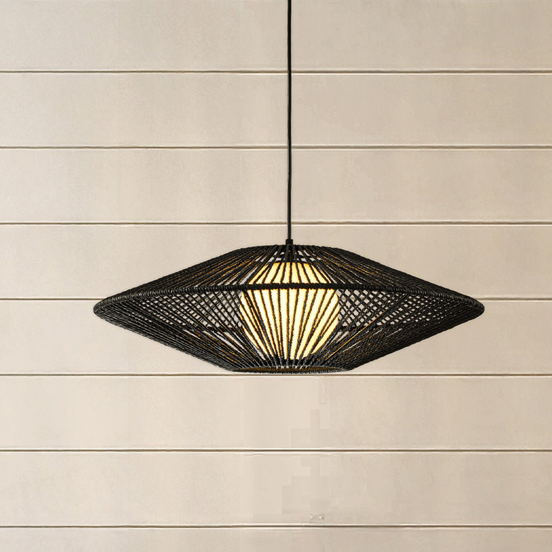 Luminaire suspendu en rotin tissé à la main à 1 lumière de style moderne en rotin 1 lumière de 23 po pour îlot de cuisine