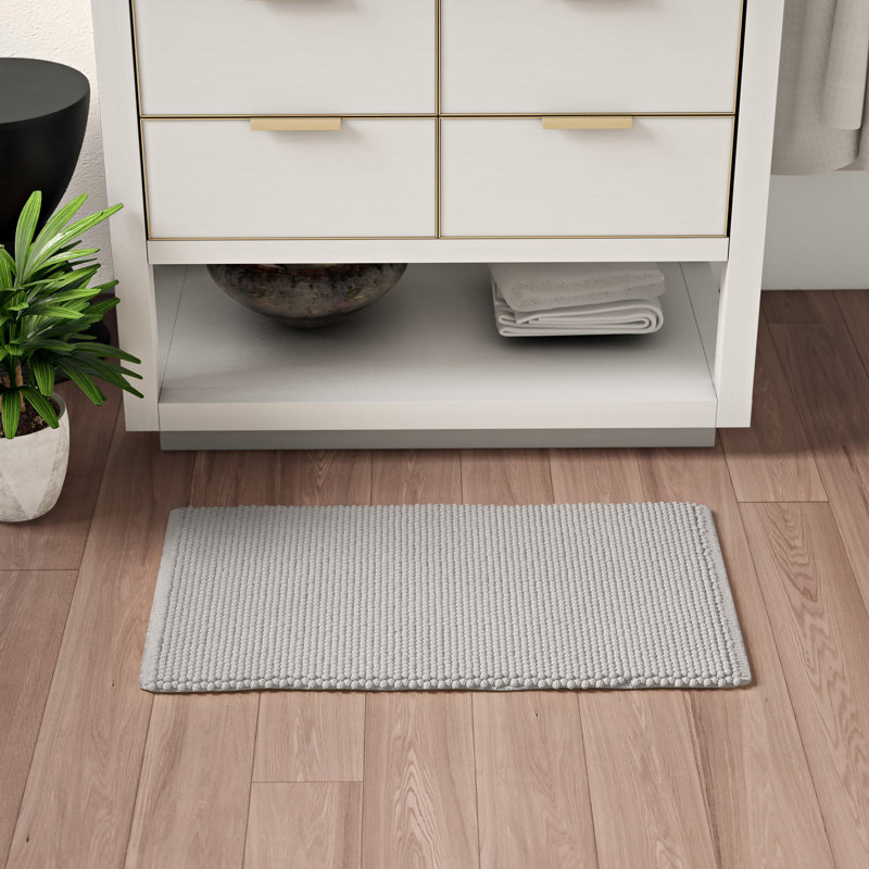 Tapis pour salle de bain 100% coton antidérapant Anicette, Ivoire
