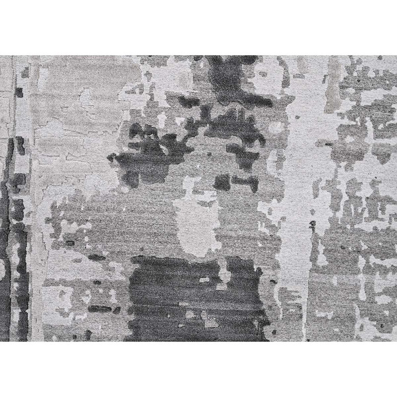 Tapis gris anthracite noué à la main, Rectangle 8 pi x 10 pi