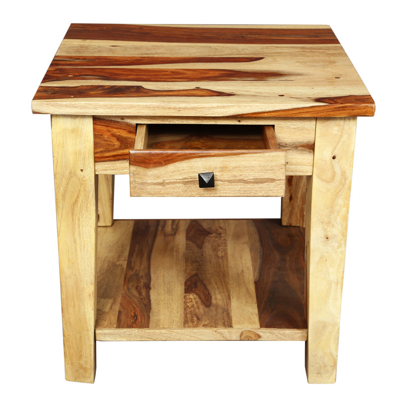 Table de bout en bois massif avec rangement Traci