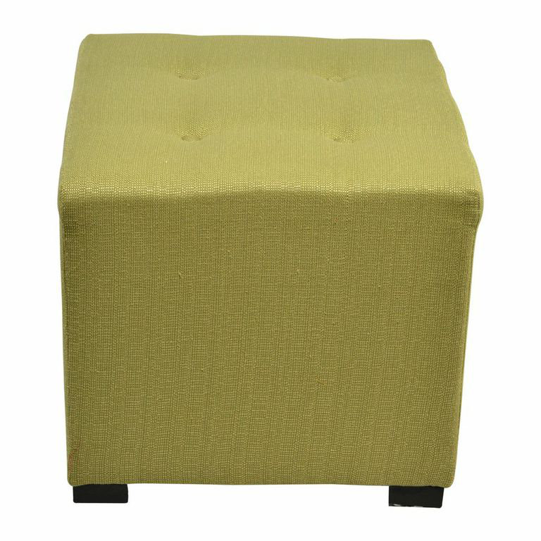 Cube Upholstered Ottoman, Candice Ivory