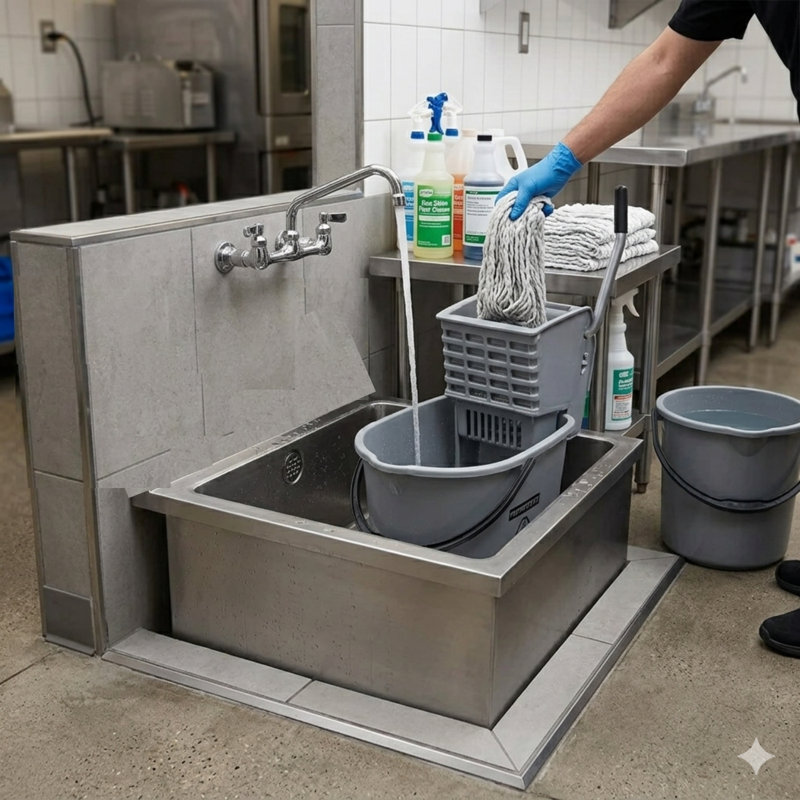 Évier de cuisine à fixation au sol en acier inoxydable 22 po x P 19 po Express KitchQuip