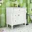 Meuble-lavabo autoportant élégant avec lavabo en céramique, grand rangement et tablette réglable-832032853-832032857