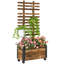 Lit de jardin surélevé en bois, jardinière avec treillis et coins en métal, portable sur roulettes pour patio, cour arrière, terrasse, brun