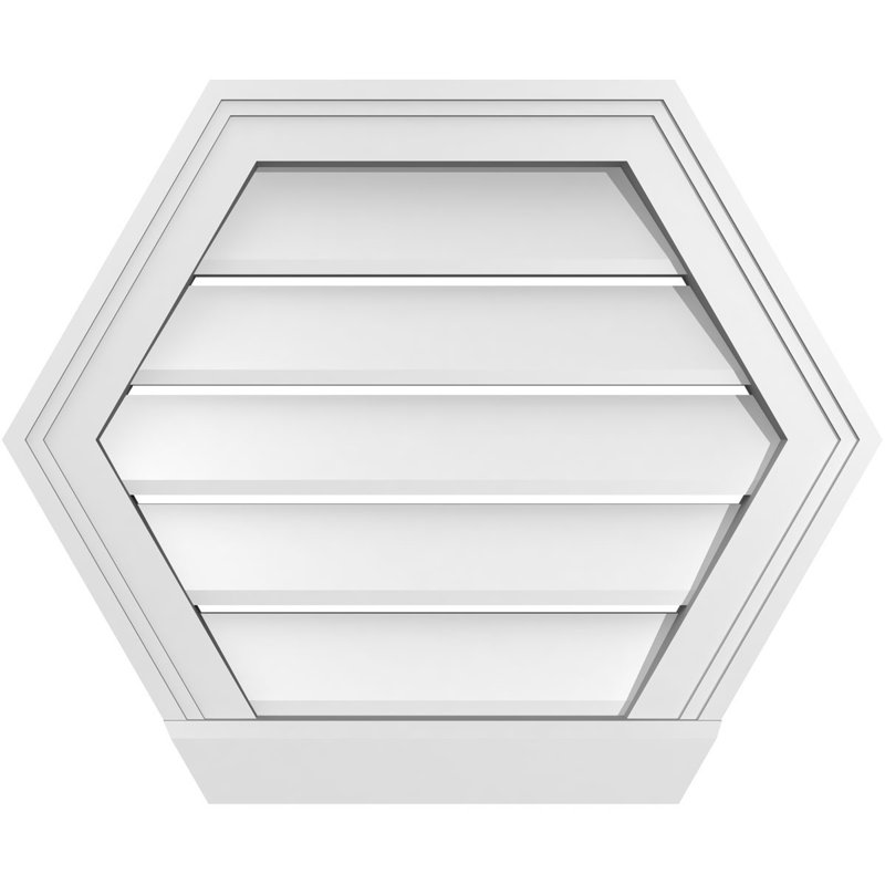 Horizontal Peaked Surface Mount Signature Urethane Functional Gable Vent, Primed Tan, 18" H x 22" W x 2" D